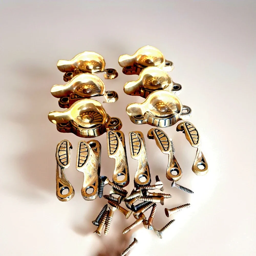 Lot Of 6 Brass Window Sash Locks w/ original Screws